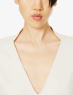 V-neckline Relaxed-fit Cotton T-shirt -Sweaty Bety Clothing Shop R04189016 IVORY ALT04