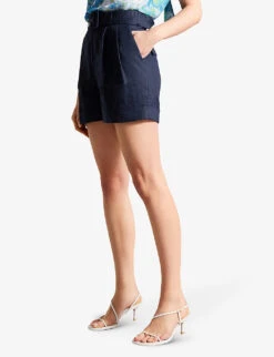 Ted Baker Reeane Belted Linen Shorts 8 Ted Baker Reeane Belted Linen Shorts -Sweaty Bety Clothing Shop R04189331 NAVY ALT02
