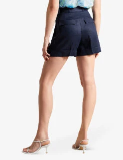 Ted Baker Reeane Belted Linen Shorts 9 Ted Baker Reeane Belted Linen Shorts -Sweaty Bety Clothing Shop R04189331 NAVY ALT03