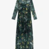 Ted Baker Lilah Floral-print Mesh-sleeve Woven Midi Dress -Sweaty Bety Clothing Shop R04189332 DKGREEN M