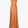 Cowl-back Sleeveless Satin Maxi Dress