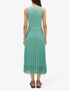 CLAUDIE PIERLOT Two Piece-effect Pleated Cotton Midi Dress -Sweaty Bety Clothing Shop R04189899 VERTS ALT03