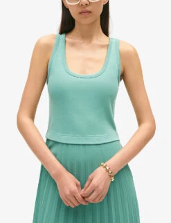 CLAUDIE PIERLOT Two Piece-effect Pleated Cotton Midi Dress -Sweaty Bety Clothing Shop R04189899 VERTS ALT04