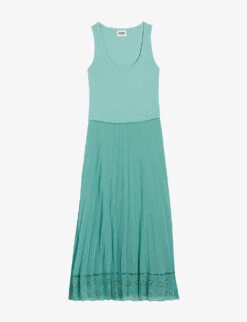 CLAUDIE PIERLOT Two Piece-effect Pleated Cotton Midi Dress