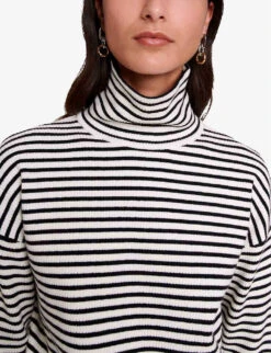 Maje My City Striped Stretch Rib-knit Jumper -Sweaty Bety Clothing Shop R04190008 ECRU ALT04