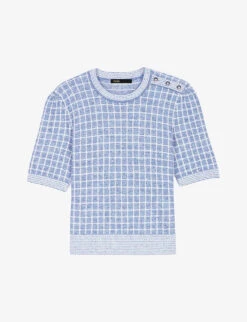 Maje Malonyta Checked Stretch-knit Jumper
