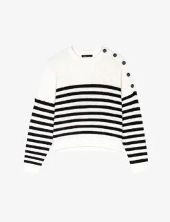 Maje Marino Stripe-print Long-sleeve Knitted Jumper