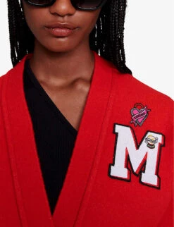 Maje Micollege Patched Stretch-knit Cardigan -Sweaty Bety Clothing Shop R04190045 ROUGES ALT04