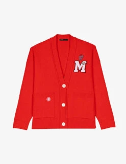 Maje Micollege Patched Stretch-knit Cardigan