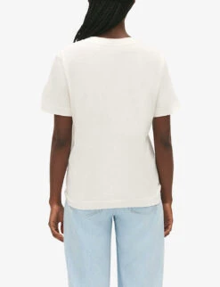 CLAUDIE PIERLOT Teecha Embroidered-logo Short-sleeve Cotton T-shirt -Sweaty Bety Clothing Shop R04190164 NATURELS ALT03