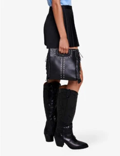 Maje Lupli Straight-fit Pleated Stretch-woven Shorts -Sweaty Bety Clothing Shop R04190255 NOIRGRIS ALT02