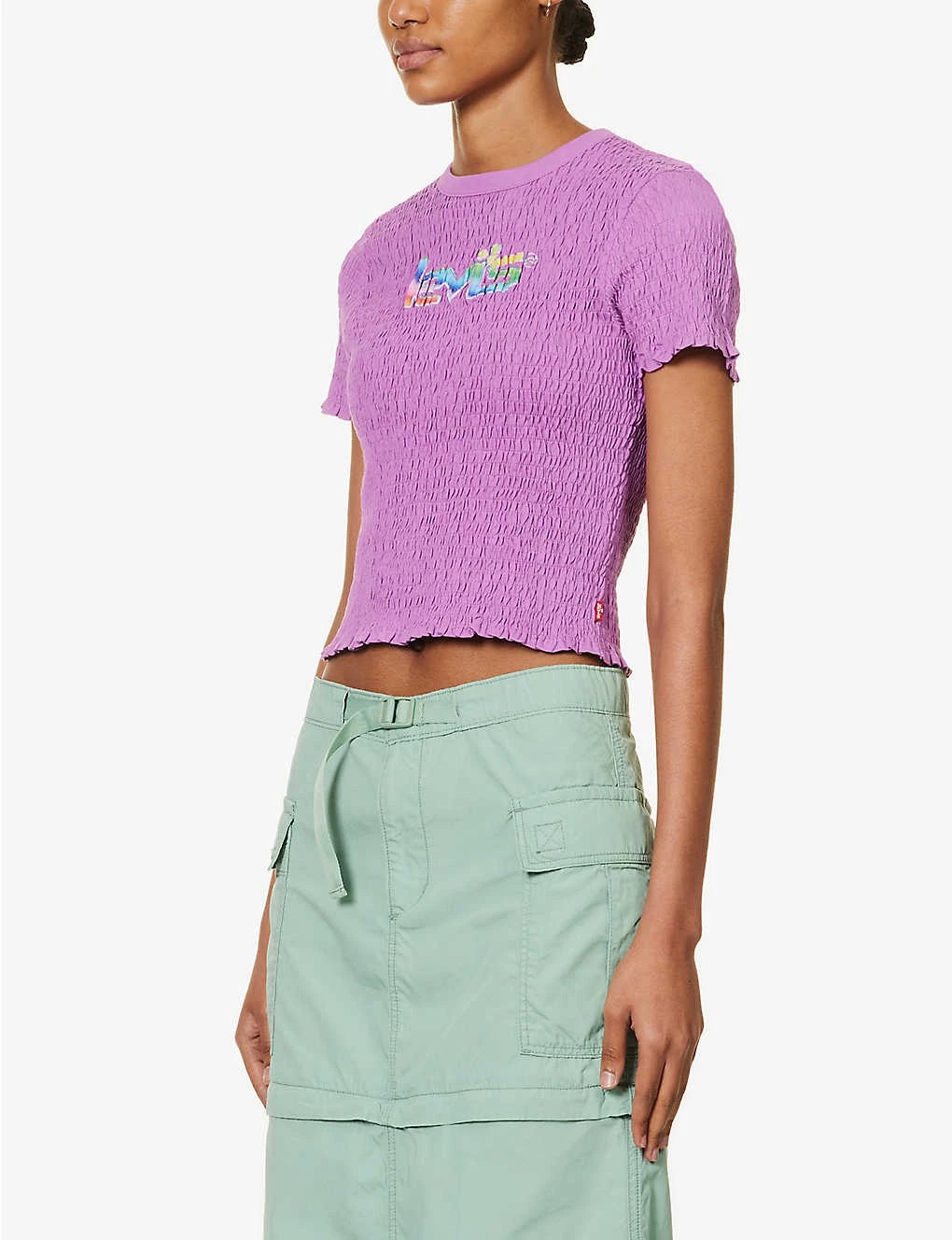 Levis Popcorn Graphic-print Ruched Cotton-jersey T-shirt 5 Levis Popcorn Graphic-print Ruched Cotton-jersey T-shirt - Image 3