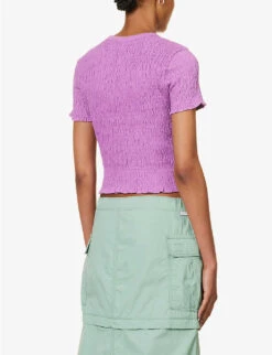 Levis Popcorn Graphic-print Ruched Cotton-jersey T-shirt 10 Levis Popcorn Graphic-print Ruched Cotton-jersey T-shirt -Sweaty Bety Clothing Shop R04191382 BLUES ALT03