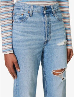 Levis Ribcage Distressed Straight-leg High-rise Jeans -Sweaty Bety Clothing Shop R04191397 Z5993MEDIUMINDIGO ALT04