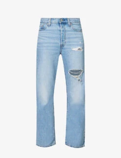 Levis Ribcage Distressed Straight-leg High-rise Jeans