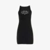 Amiri Logo-embroidered Racer-back Cotton-blend Mini Dress