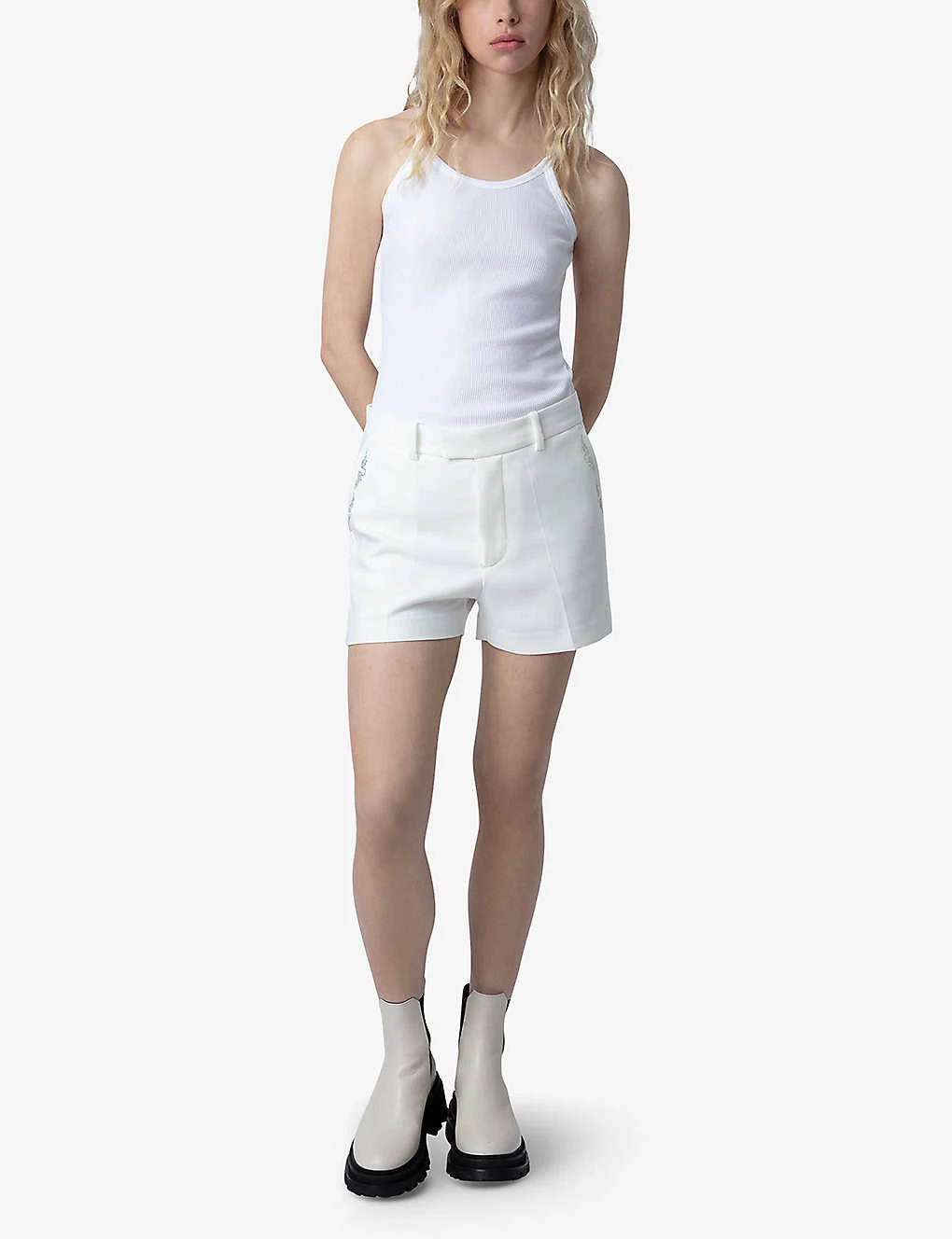 Zadig & Voltaire Please Crystal-embellished Stretch-woven Shorts 4 Zadig & Voltaire Please Crystal-embellished Stretch-woven Shorts - Image 2