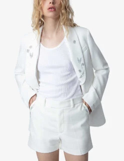 Zadig & Voltaire Please Crystal-embellished Stretch-woven Shorts 9 Zadig & Voltaire Please Crystal-embellished Stretch-woven Shorts -Sweaty Bety Clothing Shop R04191940 JUDO ALT02