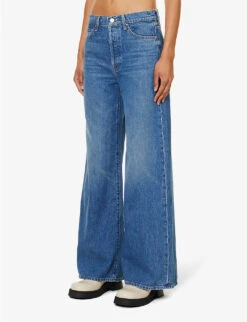 MOTHER Ditcher Roller Sneak Wide-leg High-rise Stretch-denim Jeans -Sweaty Bety Clothing Shop R04193832 HITTHEGROUNDRUNNING ALT02