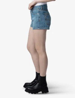 Zadig & Voltaire Sina Crystal-embellished Denim Shorts -Sweaty Bety Clothing Shop R04195183 LIGHTBLUE ALT02