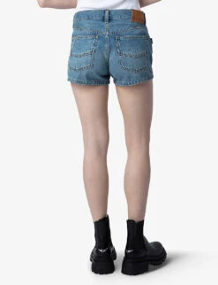 Zadig & Voltaire Sina Crystal-embellished Denim Shorts -Sweaty Bety Clothing Shop R04195183 LIGHTBLUE ALT03