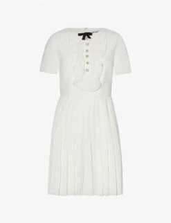 SELF PORTRAIT Lace-detail Short-sleeved Woven Mini Dress