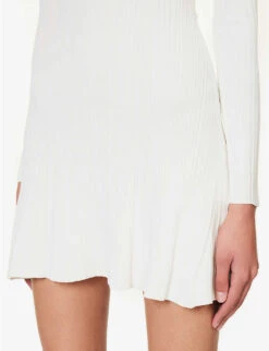 SELF PORTRAIT Strapless Bardot Knitted Mini Dress -Sweaty Bety Clothing Shop R04195754 WHITE ALT05