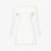 SELF PORTRAIT Strapless Bardot Knitted Mini Dress -Sweaty Bety Clothing Shop R04195754 WHITE M
