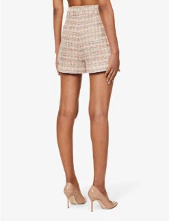 SELF PORTRAIT Belted Mid-rise Woven Shorts -Sweaty Bety Clothing Shop R04195766 PINK ALT03
