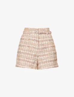 SELF PORTRAIT Belted Mid-rise Woven Shorts