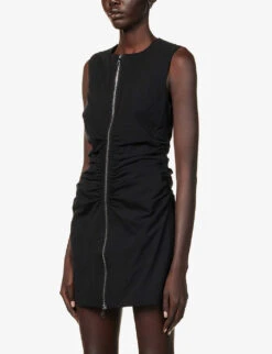 Zipper Slim-fit Recycled Polyester-blend Mini Dress -Sweaty Bety Clothing Shop R04197552 BLACK ALT02