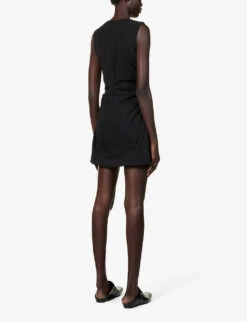 Zipper Slim-fit Recycled Polyester-blend Mini Dress -Sweaty Bety Clothing Shop R04197552 BLACK ALT03