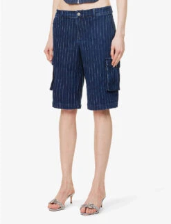 Dune Pinstripe Stretch-cotton Blend Shorts 9 Dune Pinstripe Stretch-cotton Blend Shorts -Sweaty Bety Clothing Shop R04199779 VARSITYPINSTRIPE ALT02