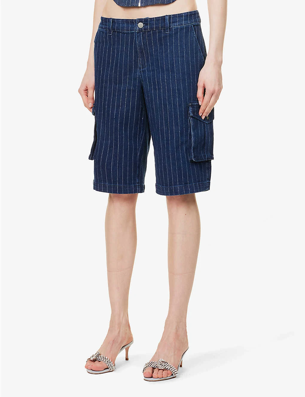 Dune Pinstripe Stretch-cotton Blend Shorts 5 Dune Pinstripe Stretch-cotton Blend Shorts - Image 3