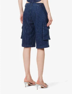 Dune Pinstripe Stretch-cotton Blend Shorts 10 Dune Pinstripe Stretch-cotton Blend Shorts -Sweaty Bety Clothing Shop R04199779 VARSITYPINSTRIPE ALT03