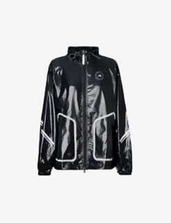 Adidas By Stella Mccartney Brand-print Relaxed-fit Recycled-polyester Hooded Jacket