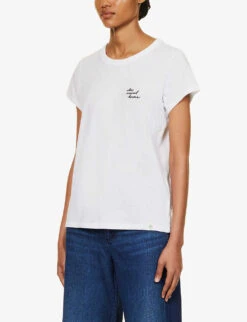 Rag & Bone Star Crossed Lovers Logo-embroidered Organic Cotton-jersey T-shirt -Sweaty Bety Clothing Shop R04201905 WHITE ALT02