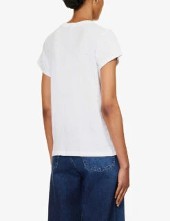 Rag & Bone Star Crossed Lovers Logo-embroidered Organic Cotton-jersey T-shirt -Sweaty Bety Clothing Shop R04201905 WHITE ALT03