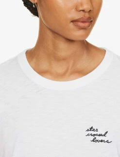 Rag & Bone Star Crossed Lovers Logo-embroidered Organic Cotton-jersey T-shirt -Sweaty Bety Clothing Shop R04201905 WHITE ALT04