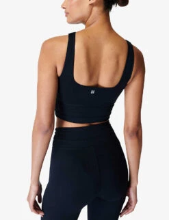 Sweaty Betty All Day Wrap-waist Stretch-jersey Tank Top -Sweaty Bety Clothing Shop R04201948 BLACK ALT03