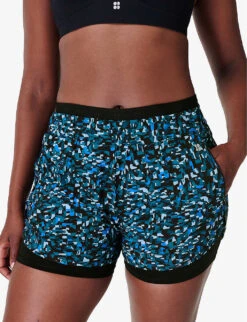 Sweaty Betty On Your Marks 4” Stretch-woven Running Shorts -Sweaty Bety Clothing Shop R04202000 BLUEWEAVEPRINT ALT02