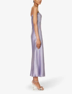 Joana Strapless Silk Midi Dress -Sweaty Bety Clothing Shop R04203303 AURA ALT02