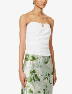 Madelyn Slim-fit Boned Linen Top -Sweaty Bety Clothing Shop R04203307 WHITE ALT02