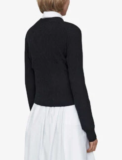 Joseph Ribbed Patch-pocket Stretch Wool-blend Cardigan -Sweaty Bety Clothing Shop R04203813 BLACK ALT03