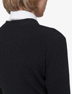 Joseph Ribbed Patch-pocket Stretch Wool-blend Cardigan -Sweaty Bety Clothing Shop R04203813 BLACK ALT04