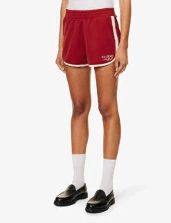 Piped-edge Logo-embroidered Track Shorts -Sweaty Bety Clothing Shop R04205001 RUBY ALT02