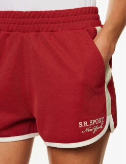 Piped-edge Logo-embroidered Track Shorts -Sweaty Bety Clothing Shop R04205001 RUBY ALT04