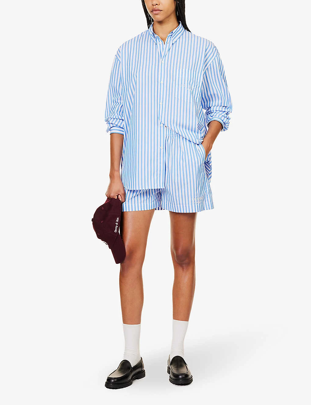 SR Sport Striped High-rise Cotton-poplin Shorts 4 SR Sport Striped High-rise Cotton-poplin Shorts - Image 2