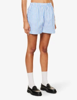 SR Sport Striped High-rise Cotton-poplin Shorts 9 SR Sport Striped High-rise Cotton-poplin Shorts -Sweaty Bety Clothing Shop R04205002 ATLANTIC ALT02