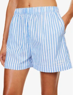 SR Sport Striped High-rise Cotton-poplin Shorts 11 SR Sport Striped High-rise Cotton-poplin Shorts -Sweaty Bety Clothing Shop R04205002 ATLANTIC ALT04